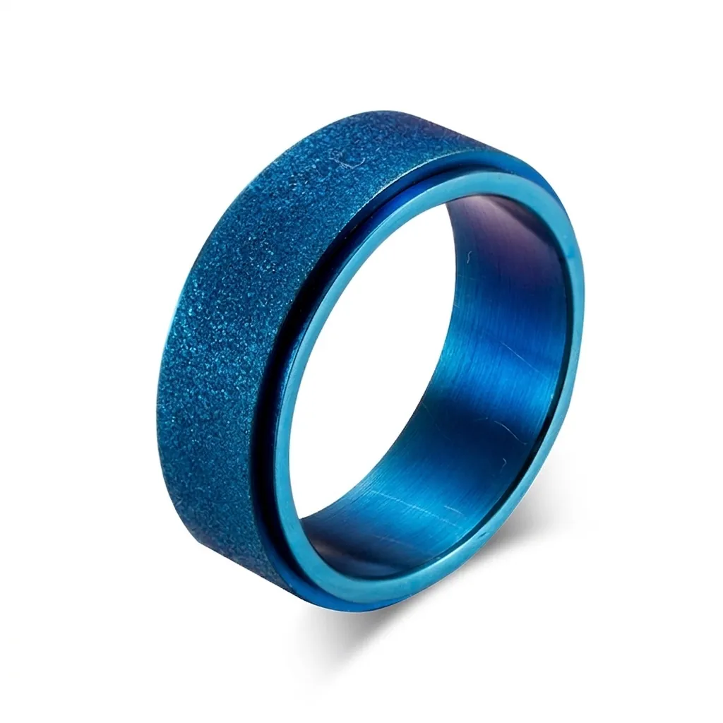 Bague Rotative en Acier Inoxydable pour Hommes Finition Sablée Bague Anneau Bijoux de Décompression Accessoire Quotidien