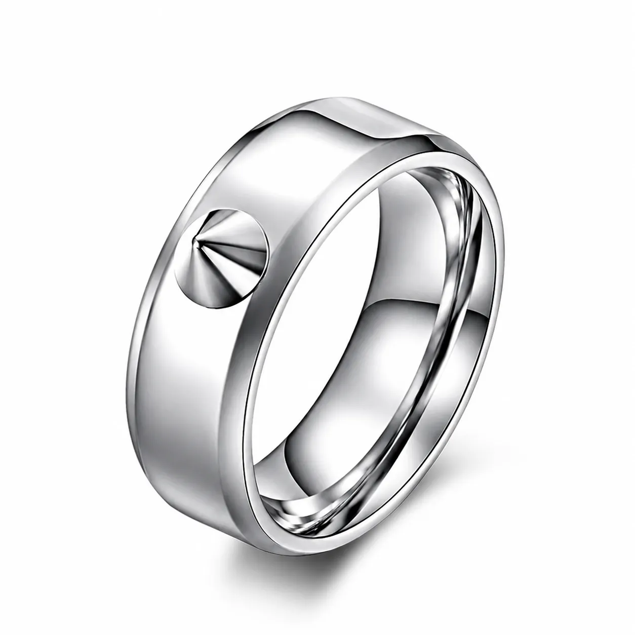 Minimalist Stainless Steel Spiked Ring Punk Gothic Rivet Finger Ring For Men Women Self Defense Jewelry Accessory
