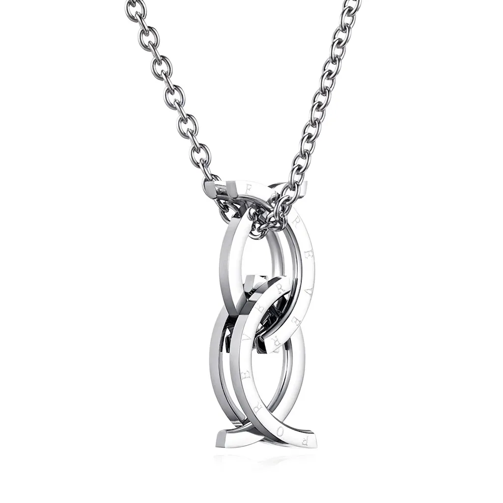 Stainless Steel Deformable Foldable Ring Pendant Necklace For Men Women Forever Engraved Geometric Minimalist Jewelry Gift