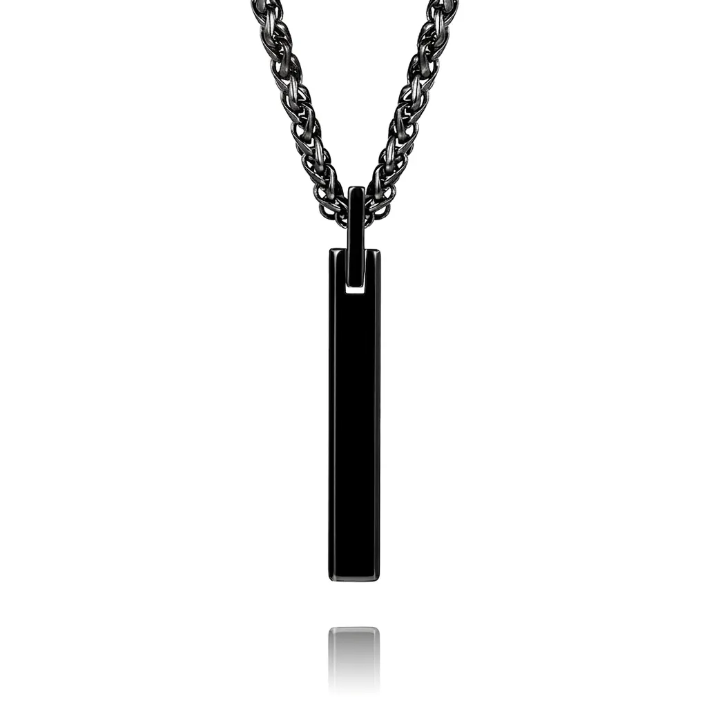 Minimalistische Wolframstahl Anhänger Halskette Für Herren Glänzend Spiegelpoliert Rechteckige Säule Anhänger Industrieller Streetwear Schmuck