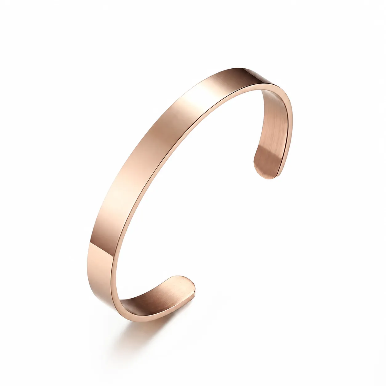 Minimalist Stainless Steel Open Cuff Bracelet For Men Women Adjustable Polished Plain Bangle Geometric Fashion Jewelry Unisex Bracelet