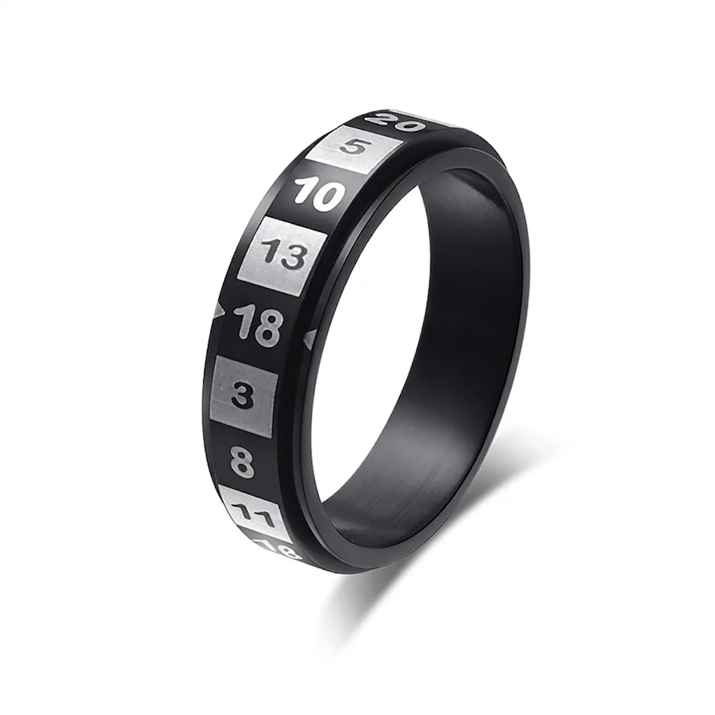 Bague Spinner Numérique en Acier Inoxydable Anneau de Doigt Rotatif Anti-stress Bijoux de Mode Décontractés pour Hommes Femmes
