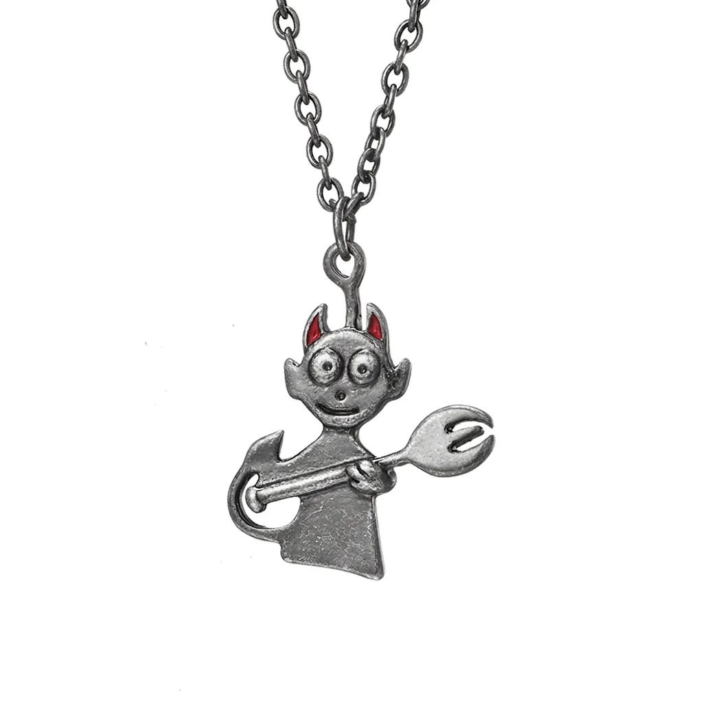 Japanese Retro Cartoon Angel Devil Stainless Steel Pendant Necklace Vintage Hip Hop Streetwear Jewelry For Men Students