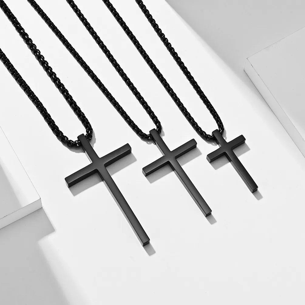 Minimalist Stainless Steel Cross Pendant Only Without Chain Polished Religious Jewelry For Men Women Trendy Hip Hop Style