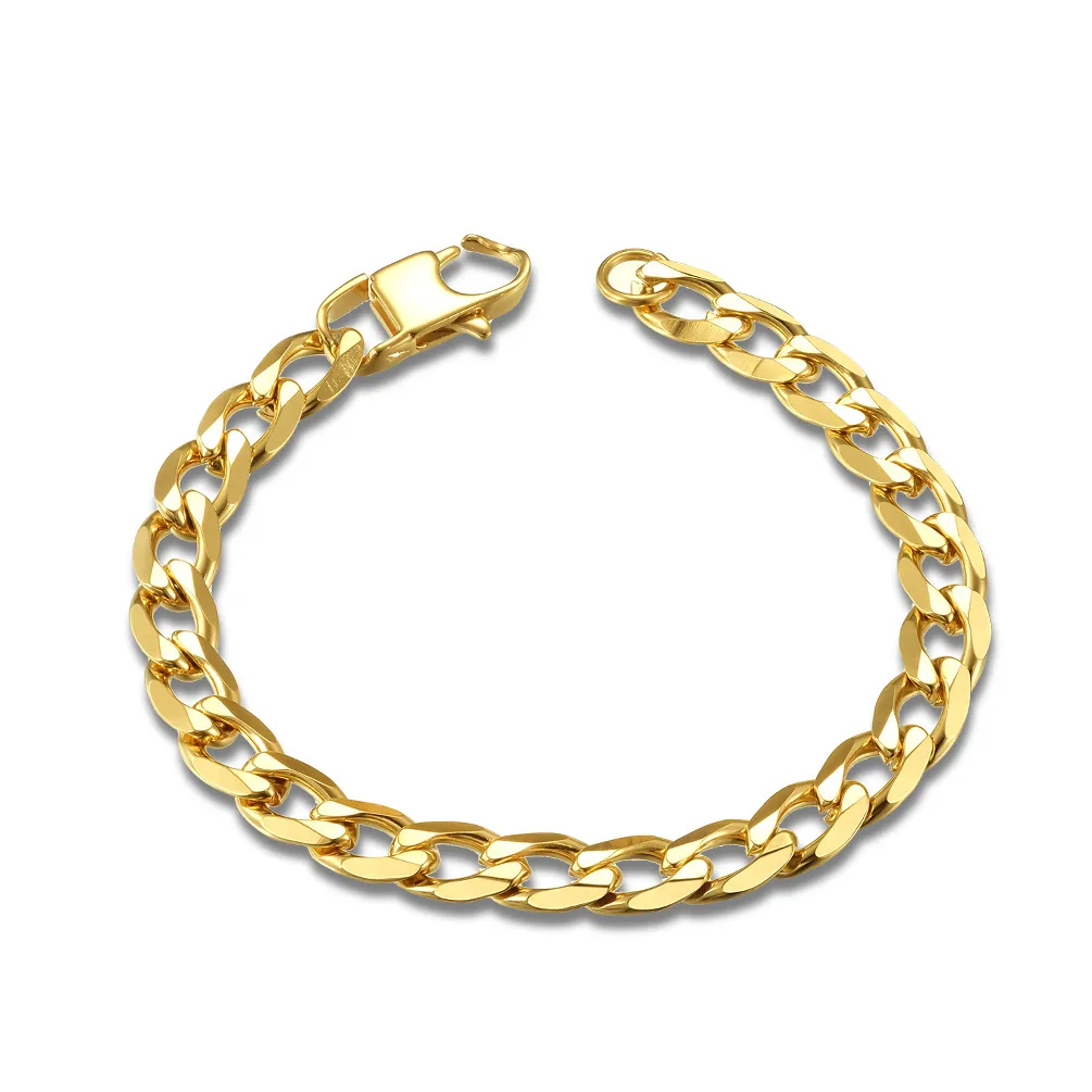 Bracciale Unisex a Maglia Cubana in Acciaio Inossidabile per Uomo Donna Braccialetto Lucido a Gruma Oro Argento Gioielli Hip Hop