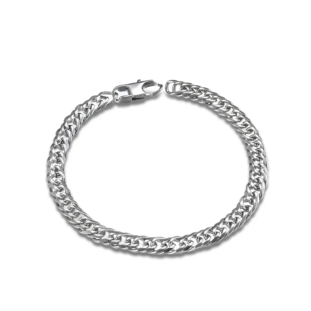 Minimalist Stainless Steel Cuban Link Bracelet Men Women Unisex High Polished Double Woven Curb Chain Hip Hop Streetwear Jewelry