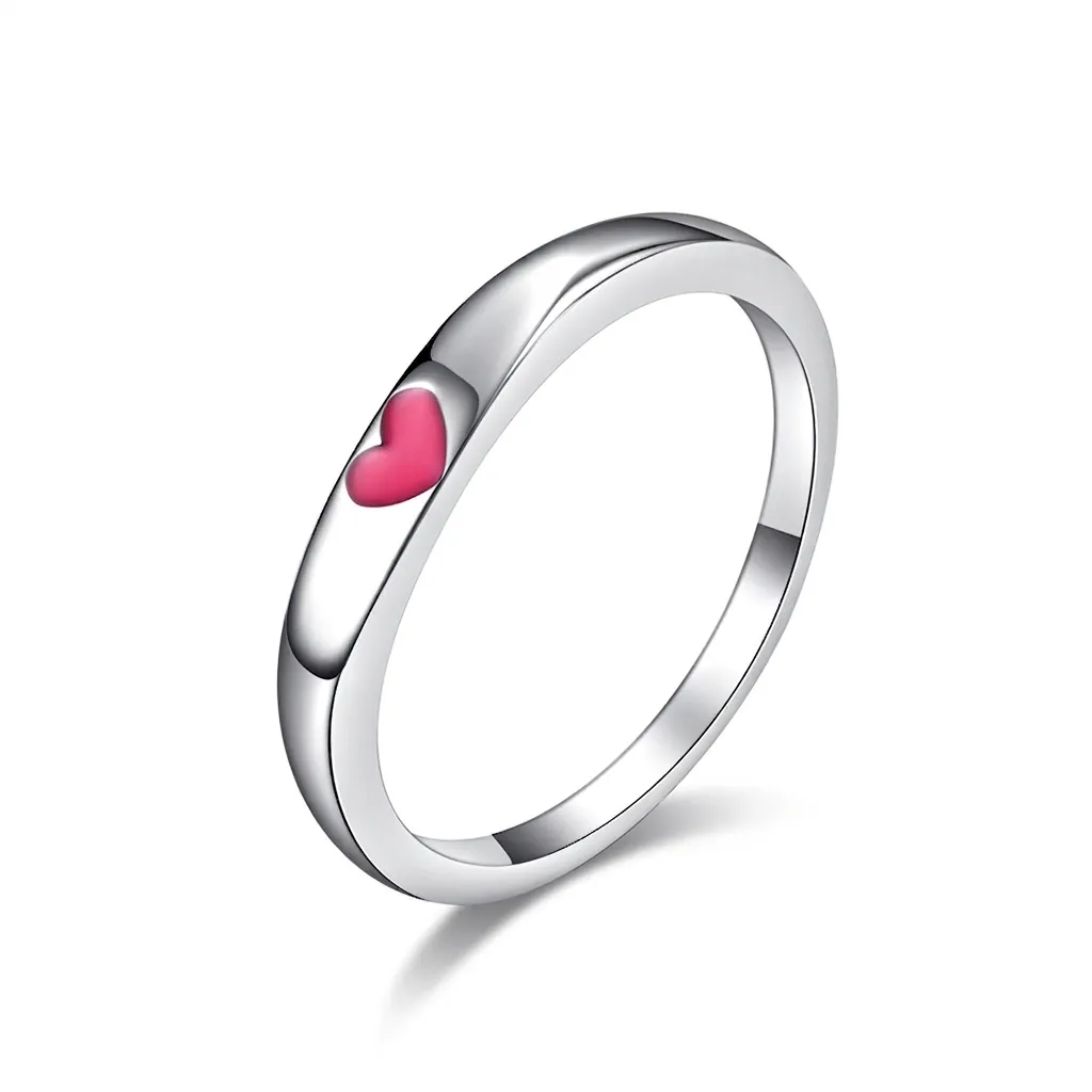 Minimalistischer Edelstahl Herz Ring Damen Süßes Emaille Bunter Tropföl Fingerring Party Alltagsschmuck