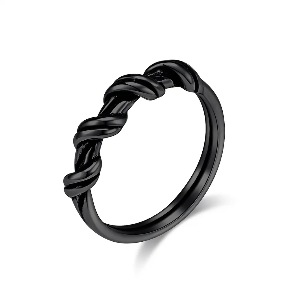Unisex Stainless Steel Twisted Rope Ring Industrial Niche Design Plain Mirror Polished Band Ring For Daily Casual Wear Trendy Jewelry Gift