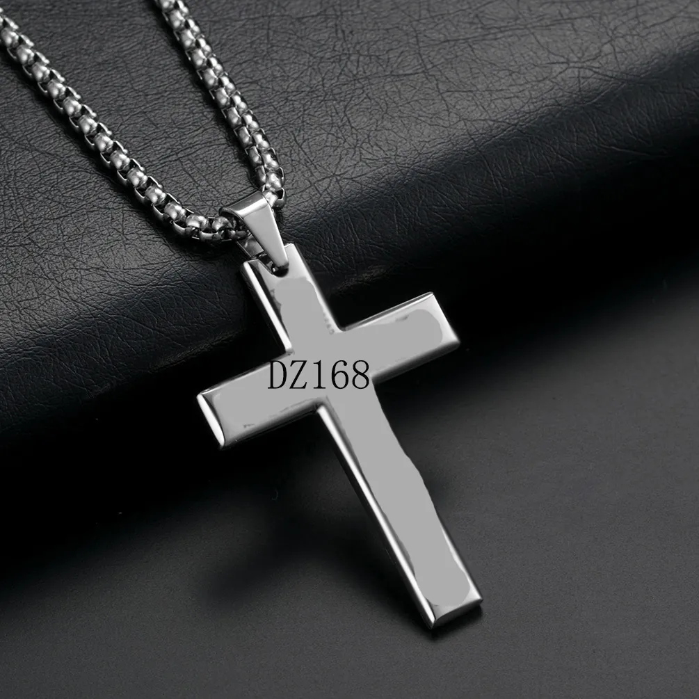 Stainless Steel Cross Pendant Necklace Polished Titanium Steel Religious Jewelry For Men Women Punk Hip Hop Style Minimalist