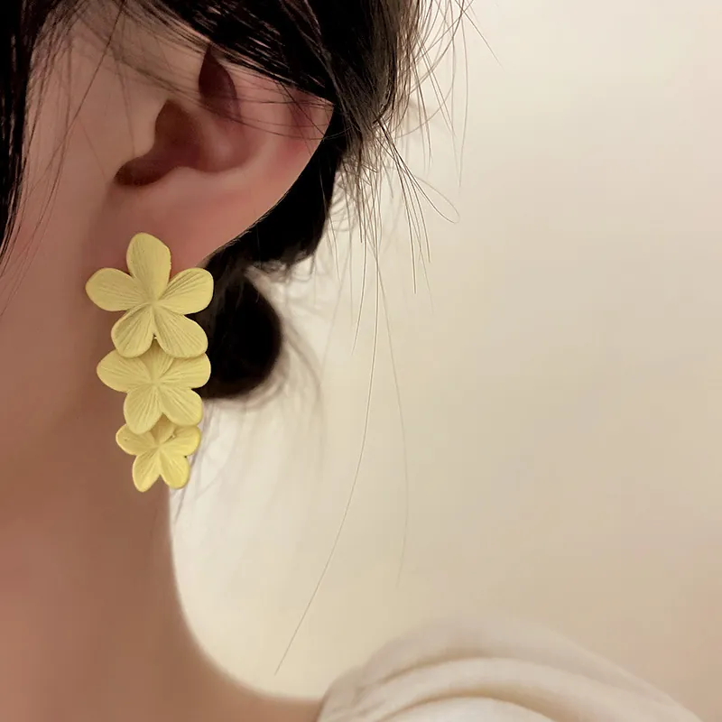 Dolci Orecchini a Bottone a Forma di Fiore Opaco Con Perno in Argento Sterling 925 Lega Triplo Fiore Orecchini per Donna Gioielli Regalo