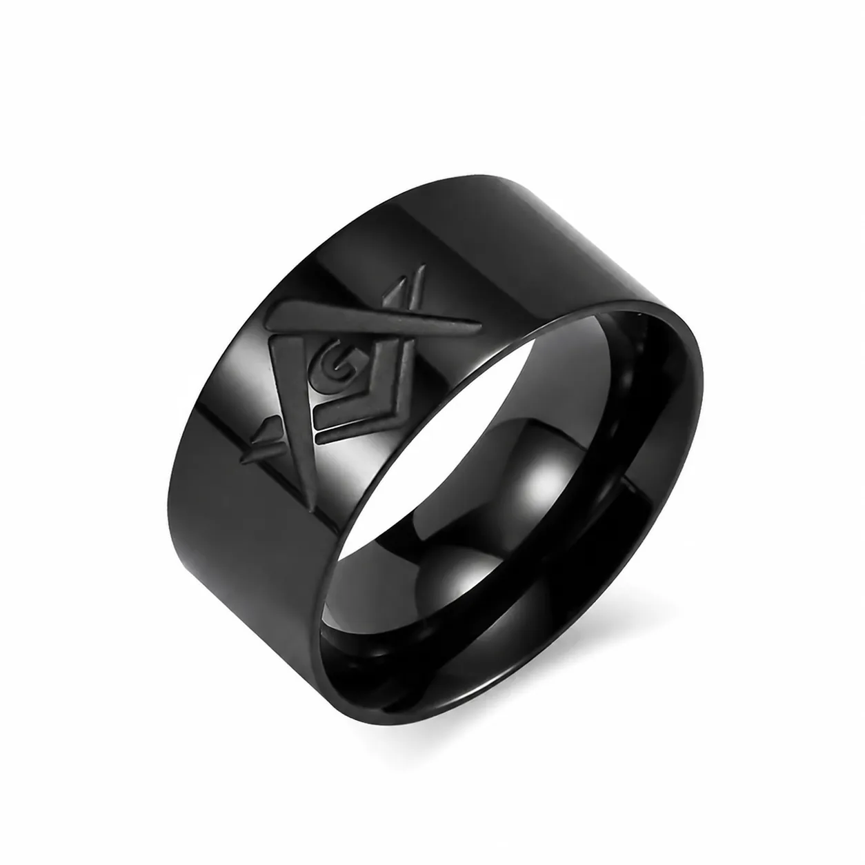 Anillo Masónico de Acero Inoxidable Vintage para Hombre Sello Cuadrado Compás Escuadra G Hermandad Joyería Pulida