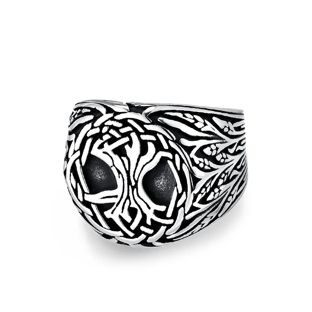 Bague en Acier Inoxydable Vintage Viking Arbre de Vie Gothique Punk Nœud Celtique Crâne Anneau Bijoux de Mode pour Hommes et Femmes
