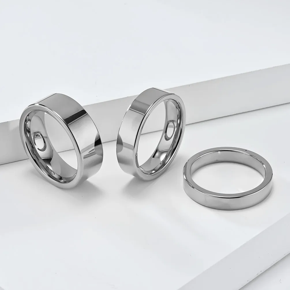Minimalist Tungsten Steel Ring Flat Band High Polish Plain Ring For Men Women Wedding Jewelry Gift