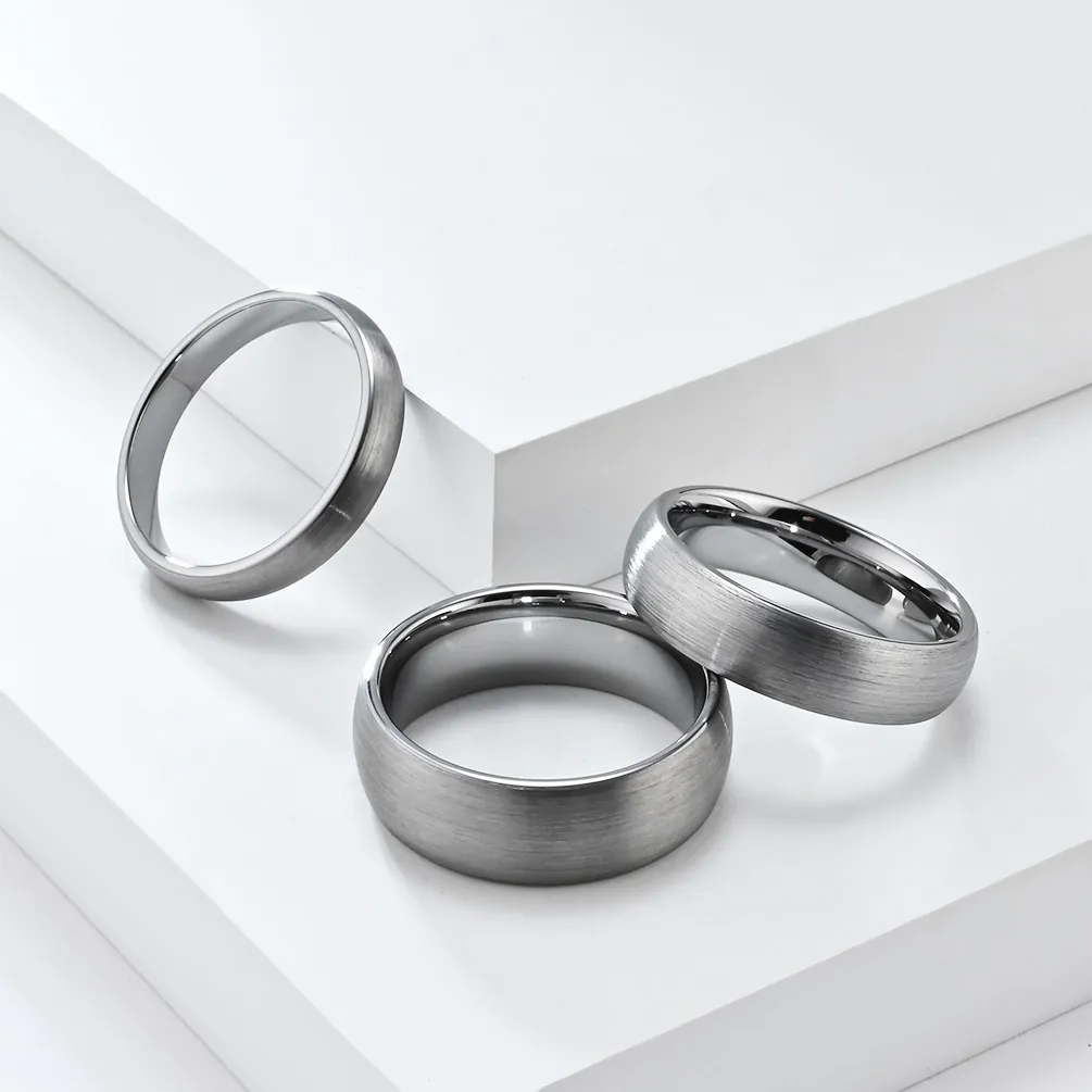 Minimalist Tungsten Steel Ring Brushed Surface Polished Inner Band For Men Women Comfort Fit Jewelry Finger Ring Gift