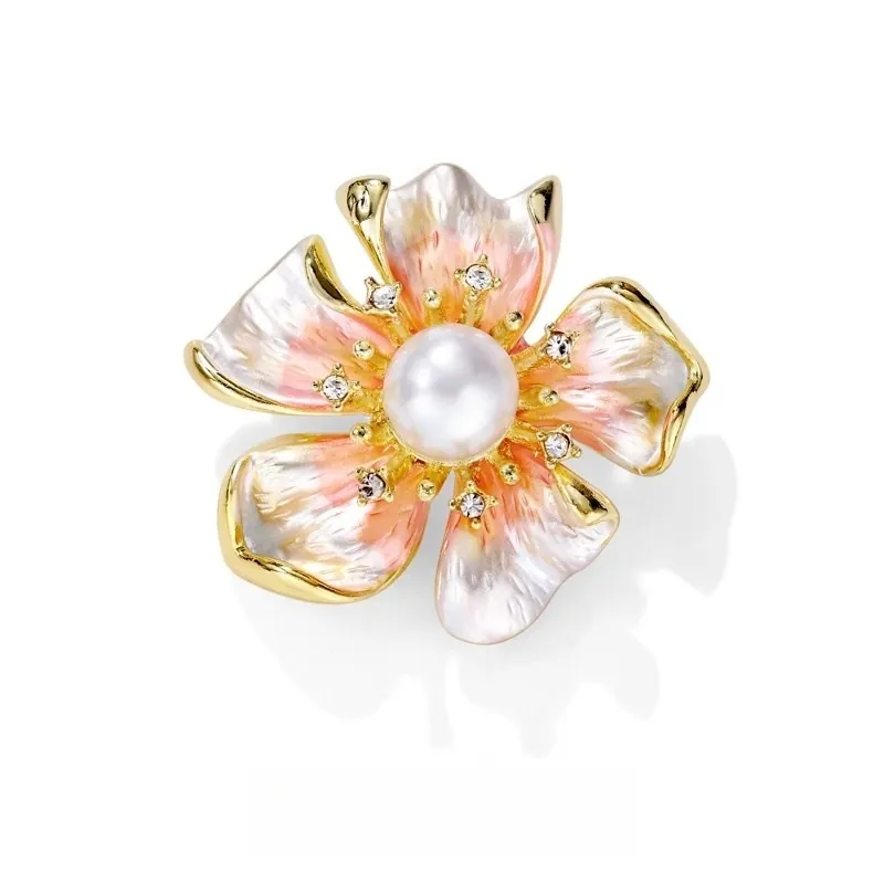 Elegante Spilla a Forma di Fiore di Peonia Con Perla Artificial Sintetica Strass Lega Smalto per Donna Matrimonio Banchetto Accessorio Abbigliamento