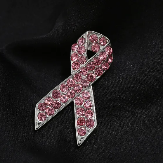 Mode Rosa Band Brosche Für Damen Legierung Strass Eingelegt Bewusstsein Symbol Brustkrebs Charity Pin Schmuck Zubehör