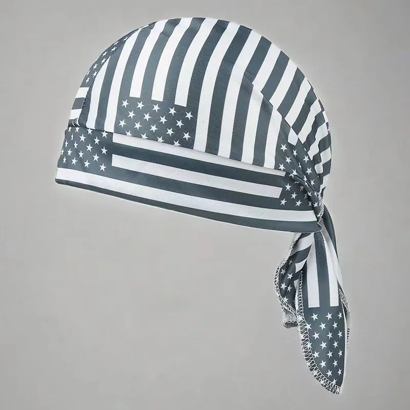 Outdoor American Flag Pirate Hat Cycling Durag Breathable Sun Protection Digital Printed Sports Doo-rag Bandana For Men Women