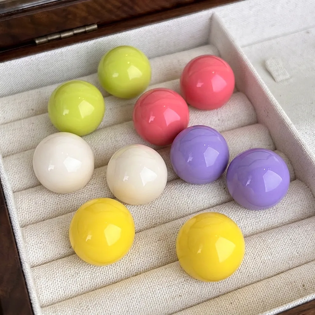 Orecchini A Lobo Con Sfera Rotonda Resina Lucida Colori Caramella Stile Dolce Gioielli Di Moda Per Donne Ragazze Quotidiano