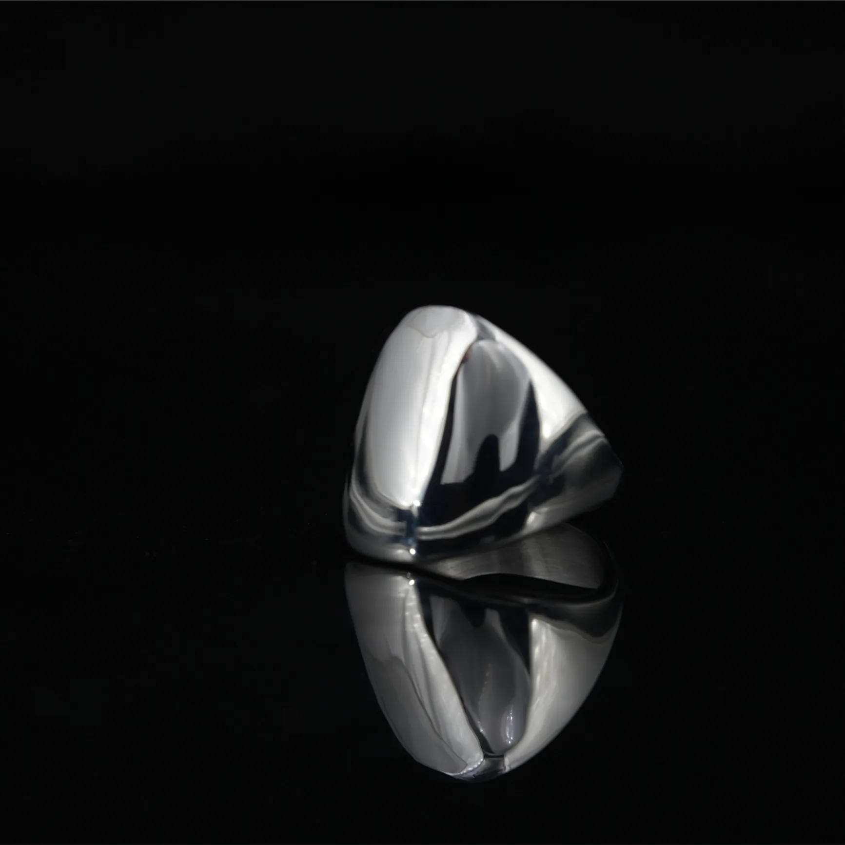 Minimalist Stainless Steel Polished Ring For Men Punk Geometric Triangular Solid Finger Ring Industrial Fashion Jewelry