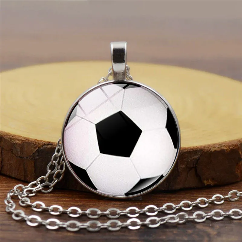 Sport Thema Glas Edelsteen Hanger Halsketting Legering Verguld Voetbal Basketbal Baseball Volleybal Rugby Voor Heren Dames Mode Sieraden