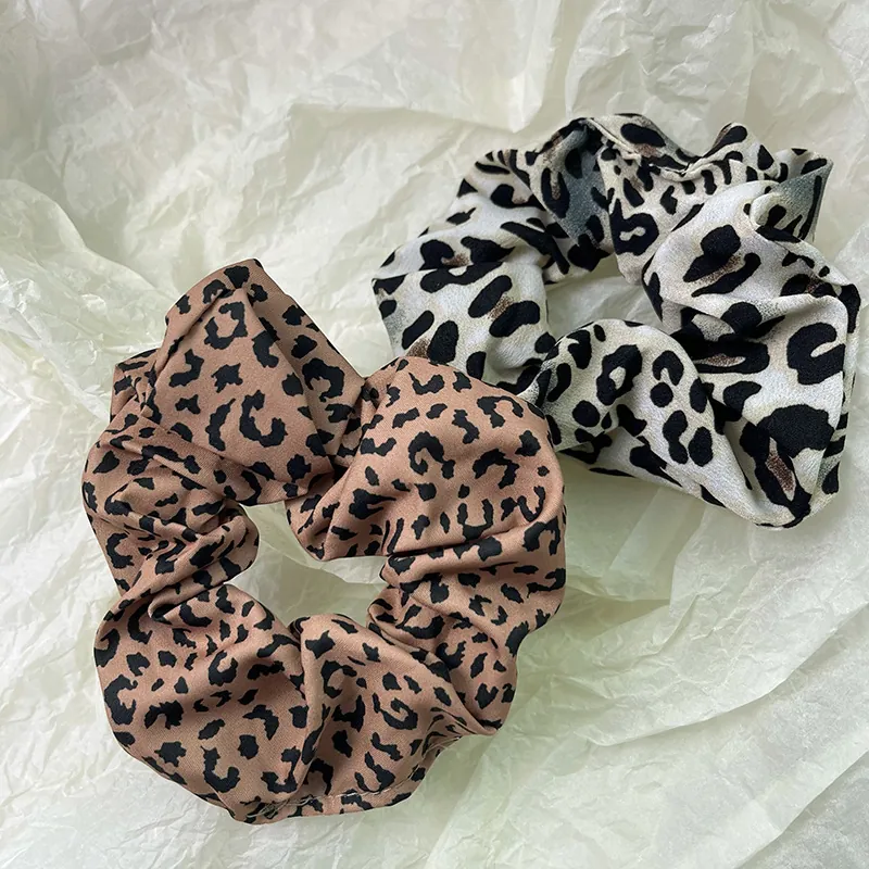 Leopard Print Large Scrunchies Handmade Fabric Hair Ties Y2K Style Elastic Hair Bands Versatile Ponytail Holders For Women