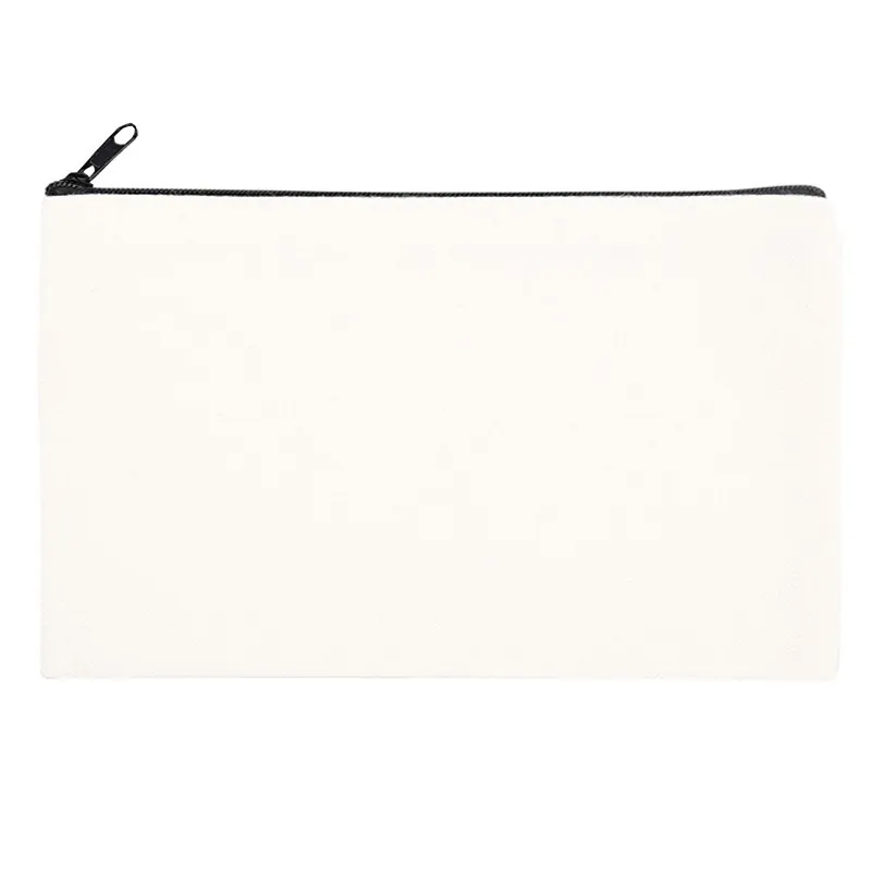 Blank Canvas Makeup Bag Heat Transfer Pouch Travel Cosmetic Organizer Stationery Case Black Zipper For Women Men