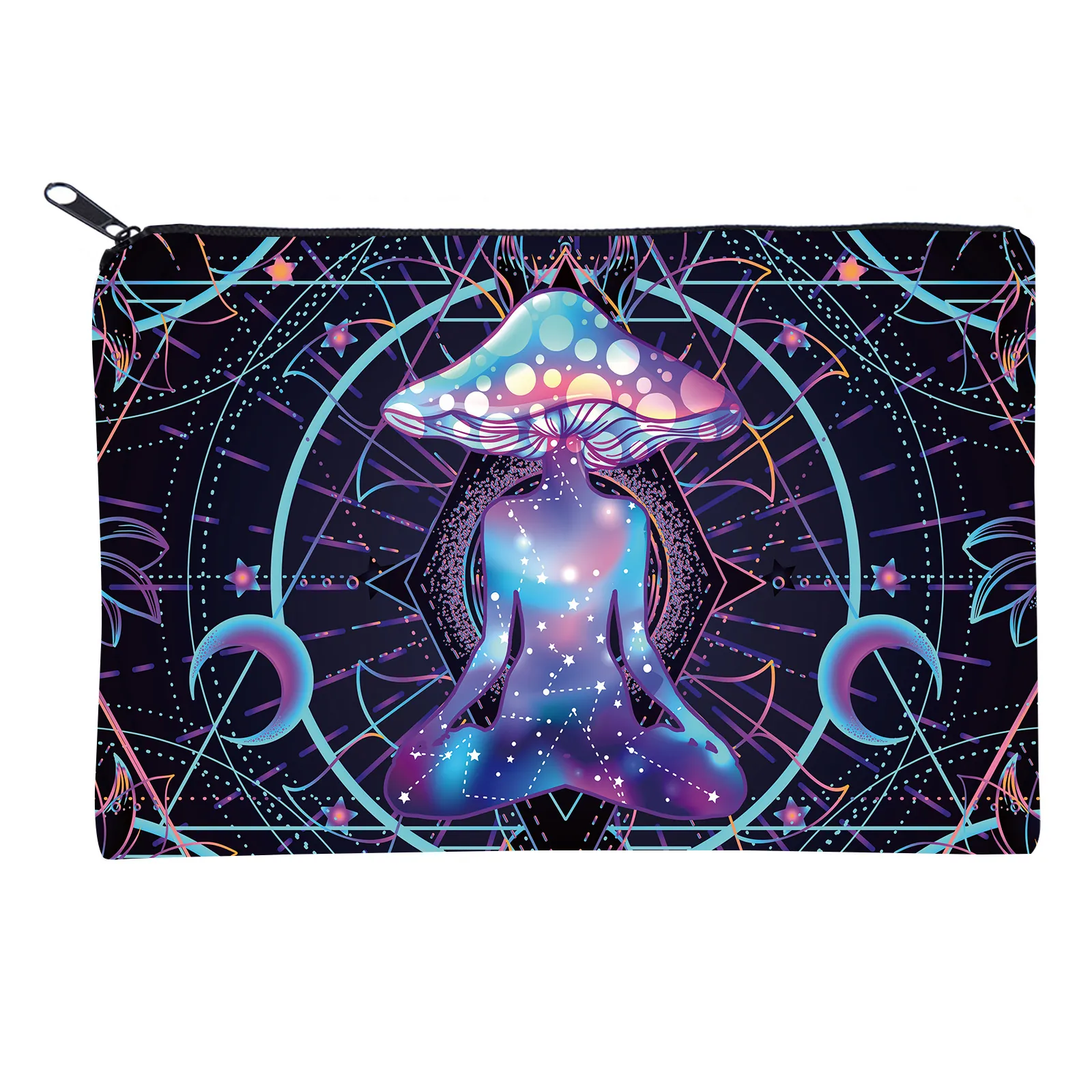 Pilz Druck Kulturtasche Psychedelische Galaxie Mandala Muster Polyester Reise Kulturbeutel Organiser Tasche Damen