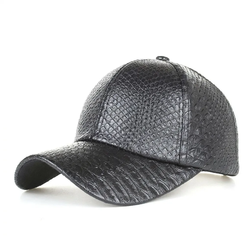 Crocodile Texture PU Leather Baseball Cap For Men Women Adjustable Fashion Sun Hat Casual Curved Brim Embossed Peak Hat