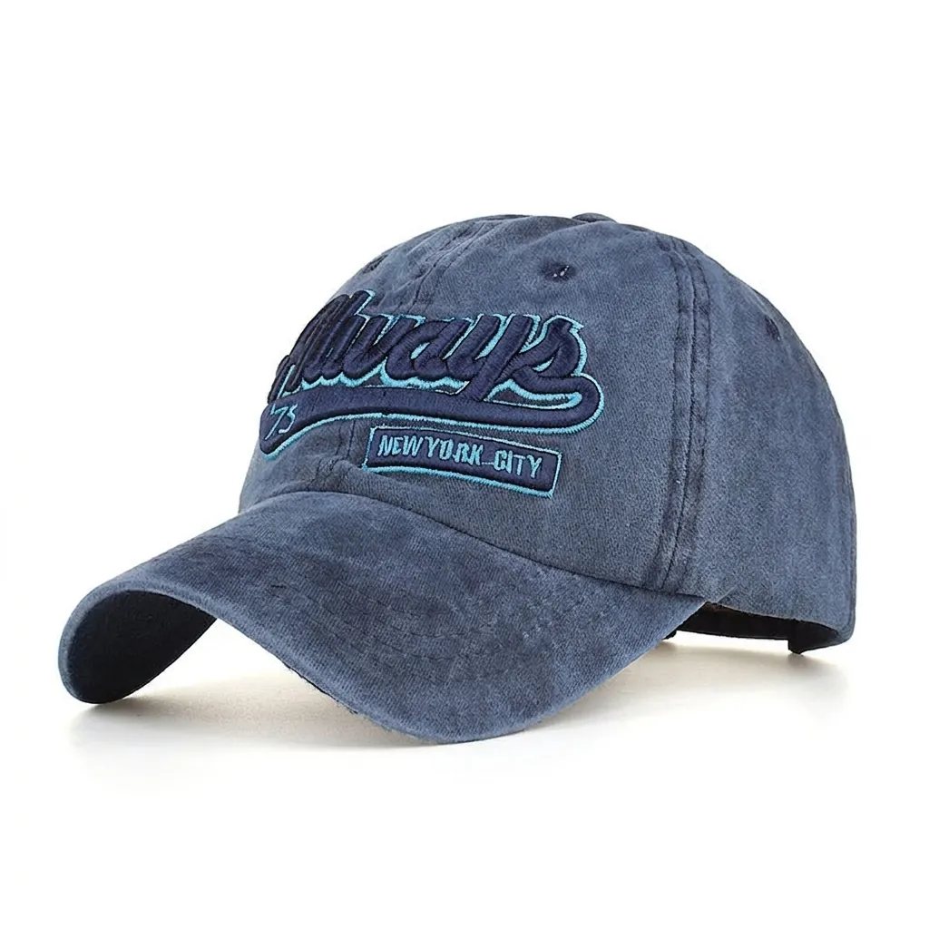 Vintage Washed Denim Baseball Cap New York City Embroidery Distressed Sun Hat For Men Women Adjustable Casual Cap