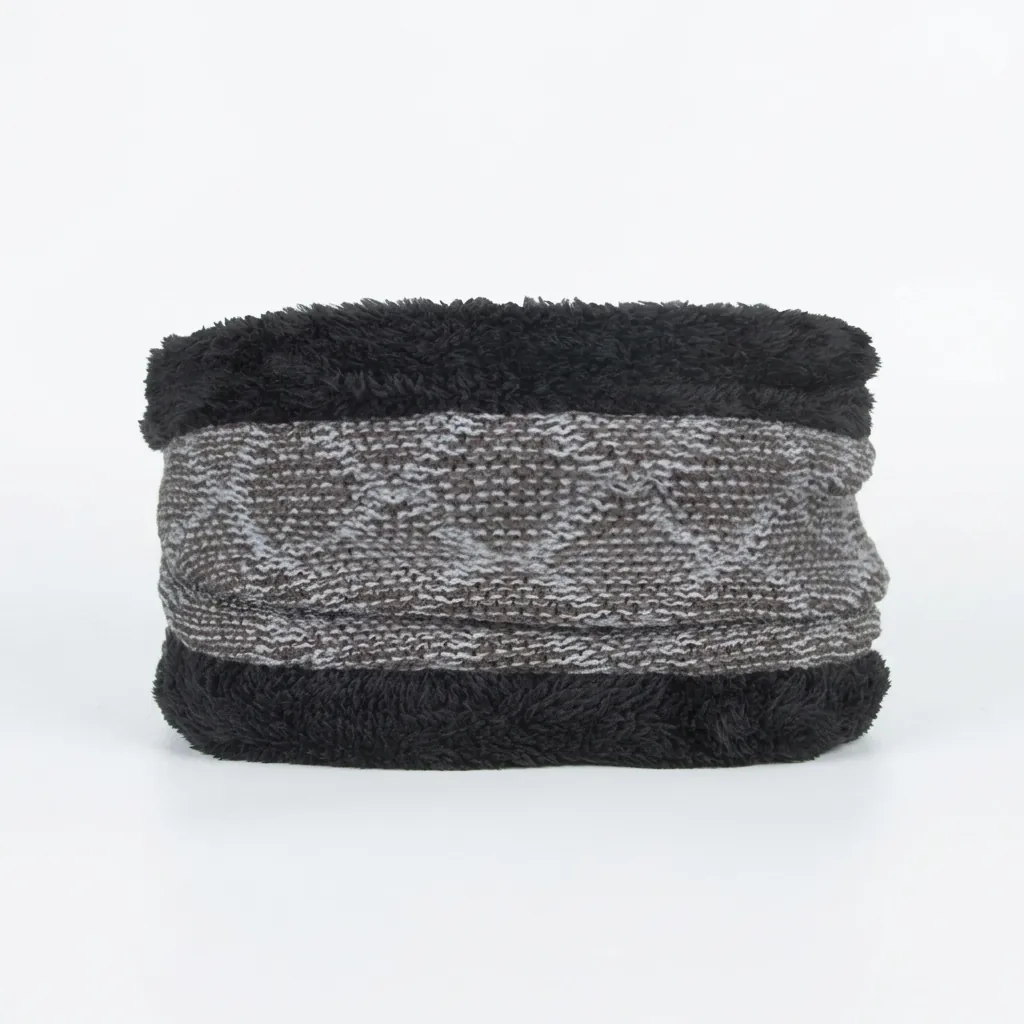 Winter Warm Knitted Neck Warmer For Men Women Diamond Pattern Faux Fur Lined Snood Scarf Thick Thermal Windproof Outdoor Neck Gaiter