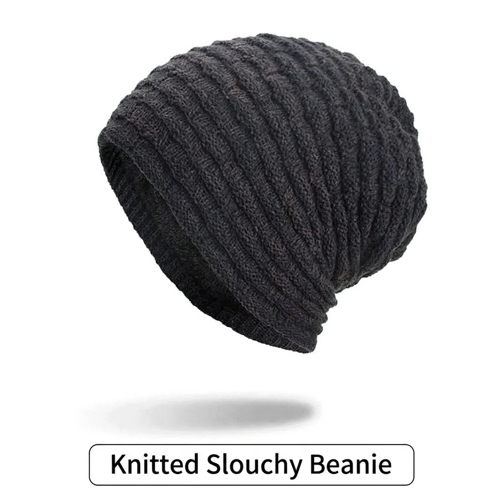 Winter Fleece Gefüttert Strick Beanie Mütze Für Herren Damen Warm Gestreift Slouchy Skull Cap Outdoor Thermisch Mütze
