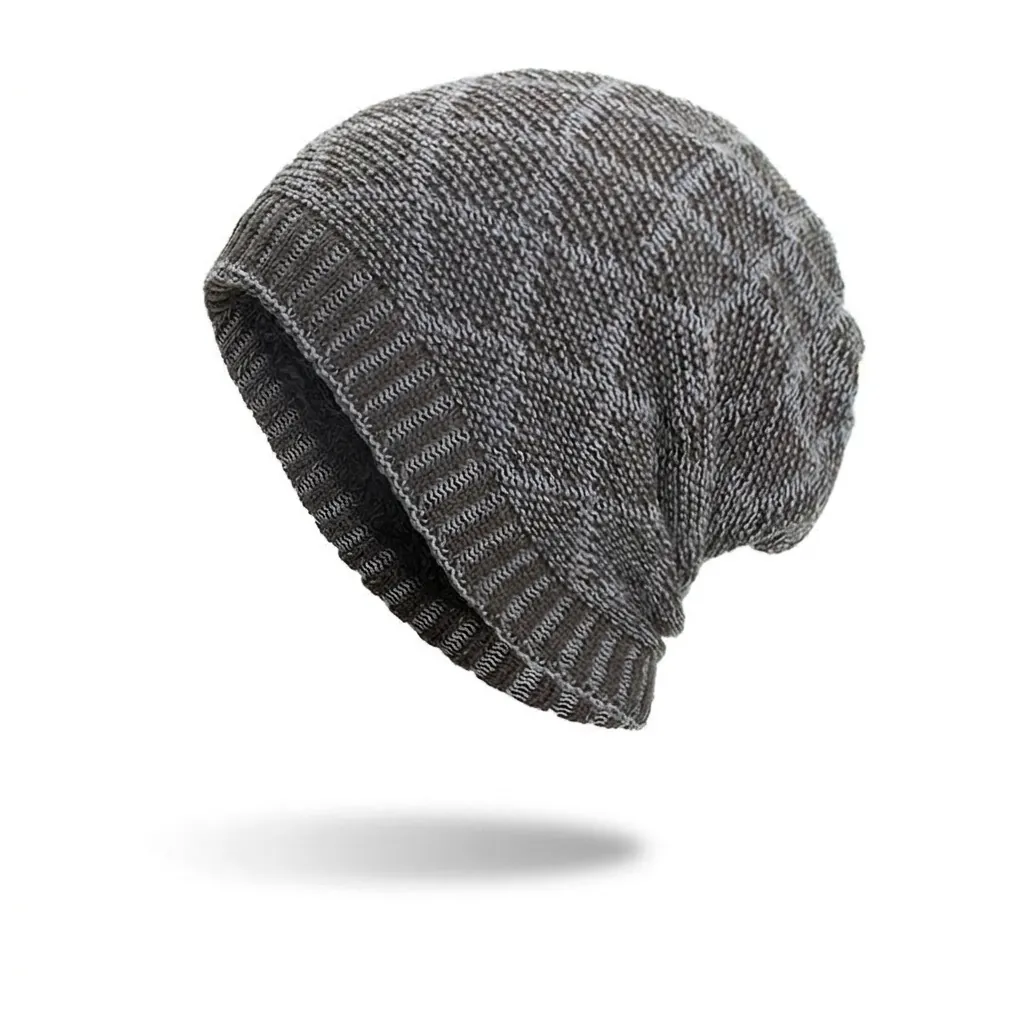 Winter Warm Knit Beanie Hat For Men Women Fleece Lined Jacquard Diamond Geometric Pattern Slouchy Pullover Skull Cap