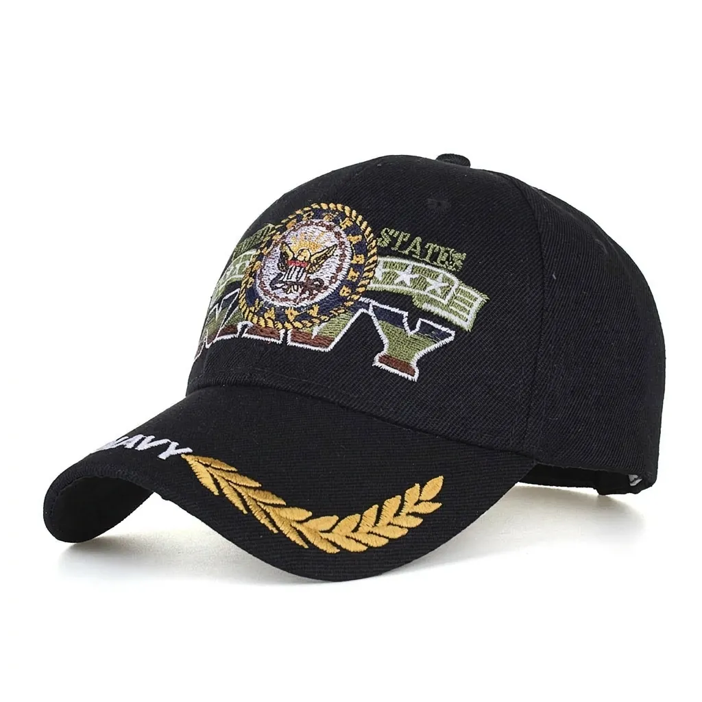 US Navy Eagle Embroidered Baseball Cap For Men Women American Style Polyester Sun Protection Outdoor Casual Sport Hat Black