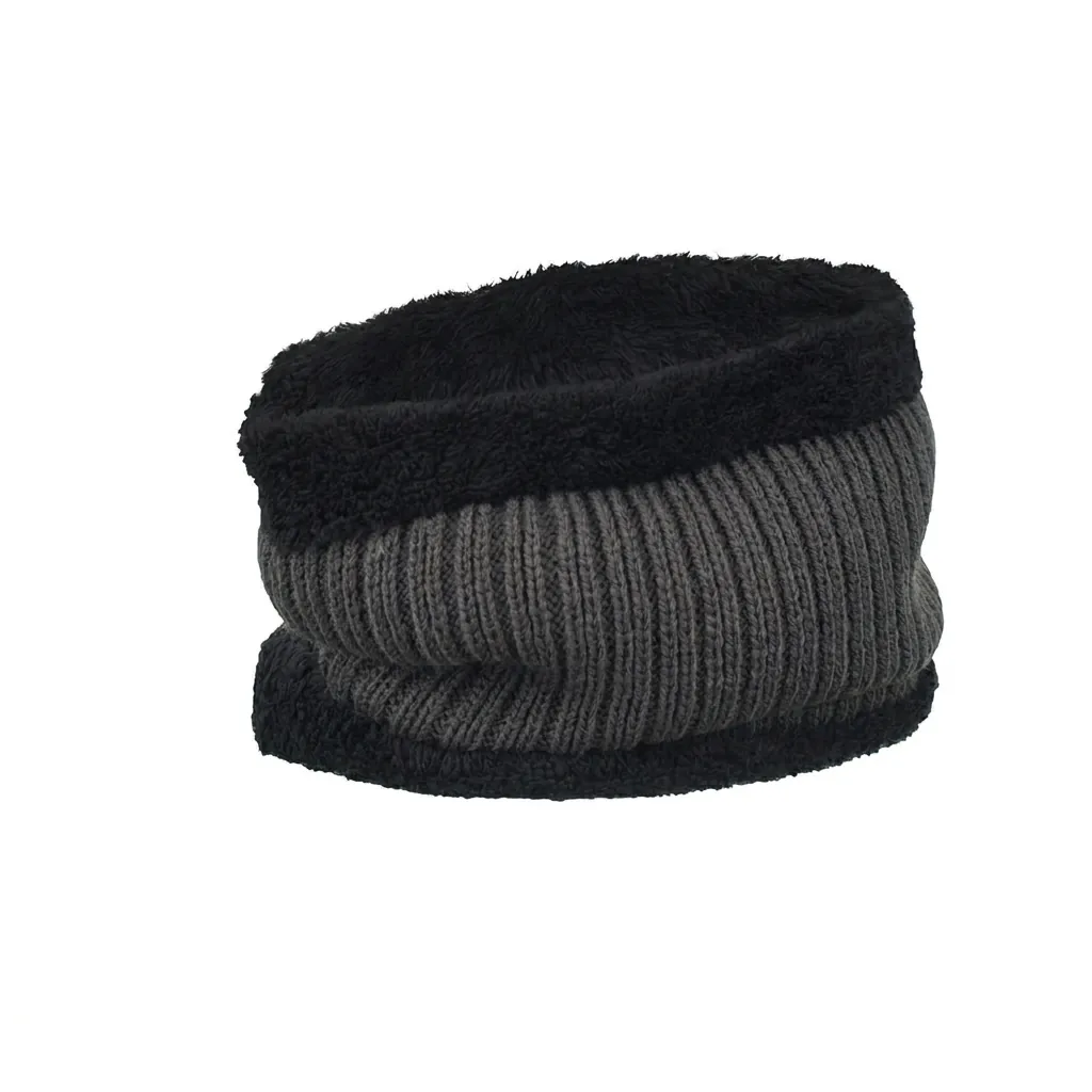 Tour de Cou en Tricot d'Hiver Doublé de Polaire Écharpe Cercle Chaude Cache-col Nervuré pour Hommes Femmes Outdoor Temps Froid Couverture de Cou en Acrylique
