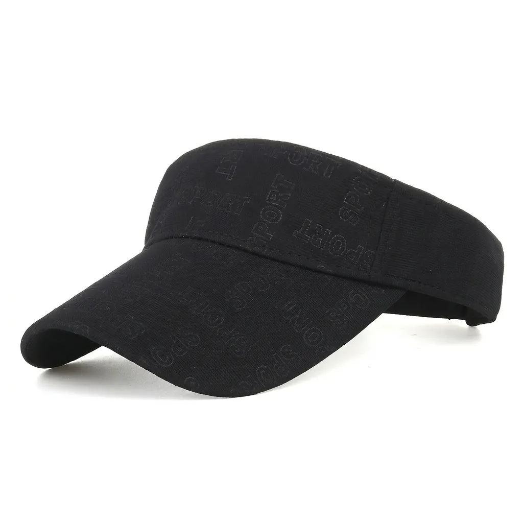 Casual Sporty Embossed Letter Sun Visor Hat Adjustable Empty Top Cap For Outdoor Running Tennis Golf Women Men Sun Hat