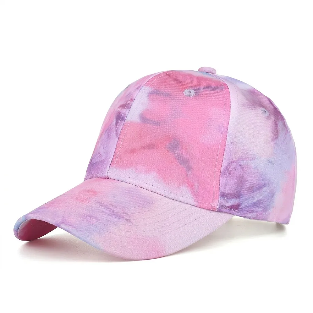 Unisex Tie-Dye Baseball Cap Cotton Blend Adjustable Buckle Sun Hat Casual Streetwear Snapback For Men Women Outdoor Accessory