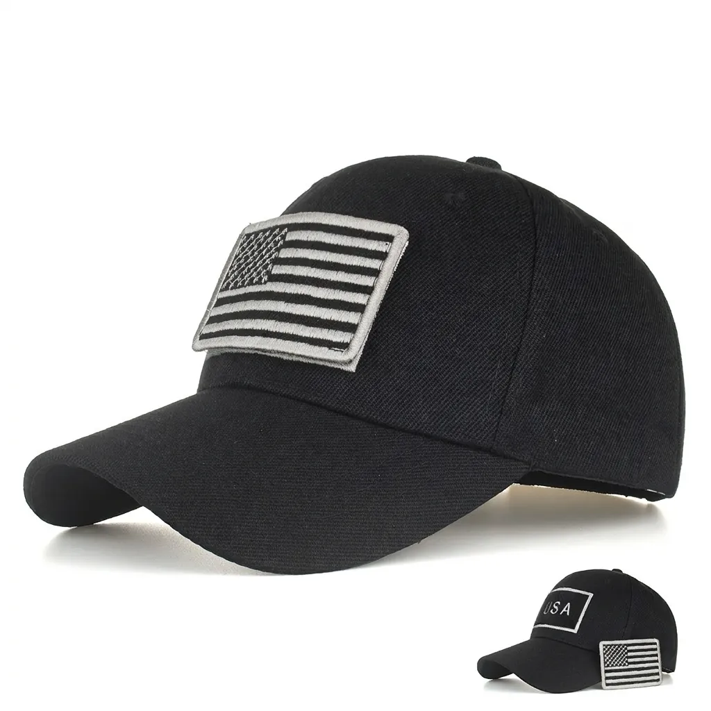 American Flag Patch Baseball Cap Tactical USA Embroidered Mesh Trucker Hat Adjustable Outdoor Sun Protection Sports Duck Tongue Cap