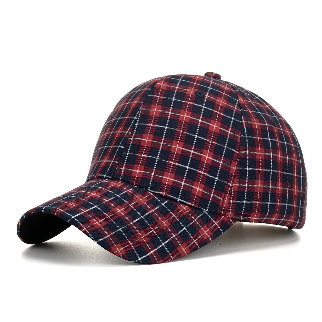 Unisex Plaid Baseball Cap Adjustable Trendy Duck Tongue Hat For Men Women Outdoor Hip Hop Sunshade Sport Casual Hat
