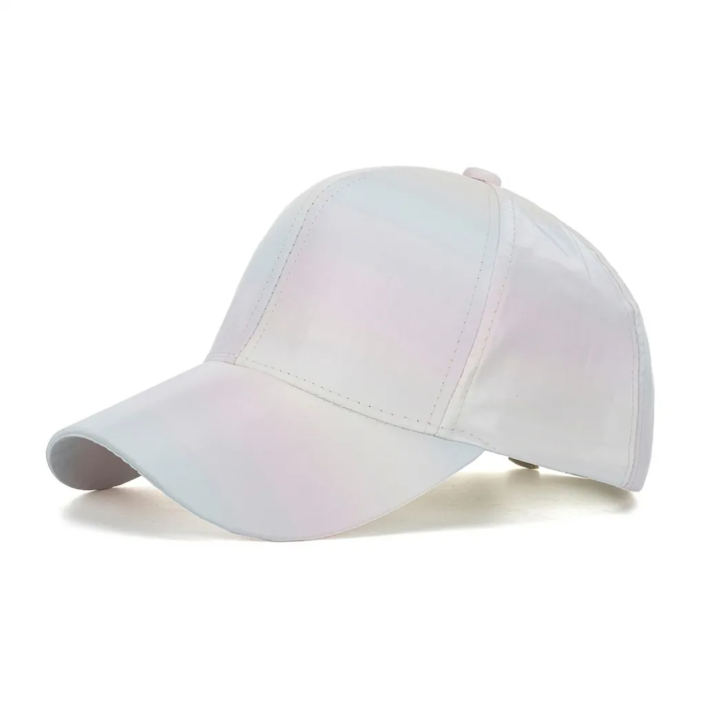 Casquette de Baseball Métallique Irisée Couleur Macaron Dégradé Onirique Chapeau de Soleil pour Femme Été Voyage Snapback