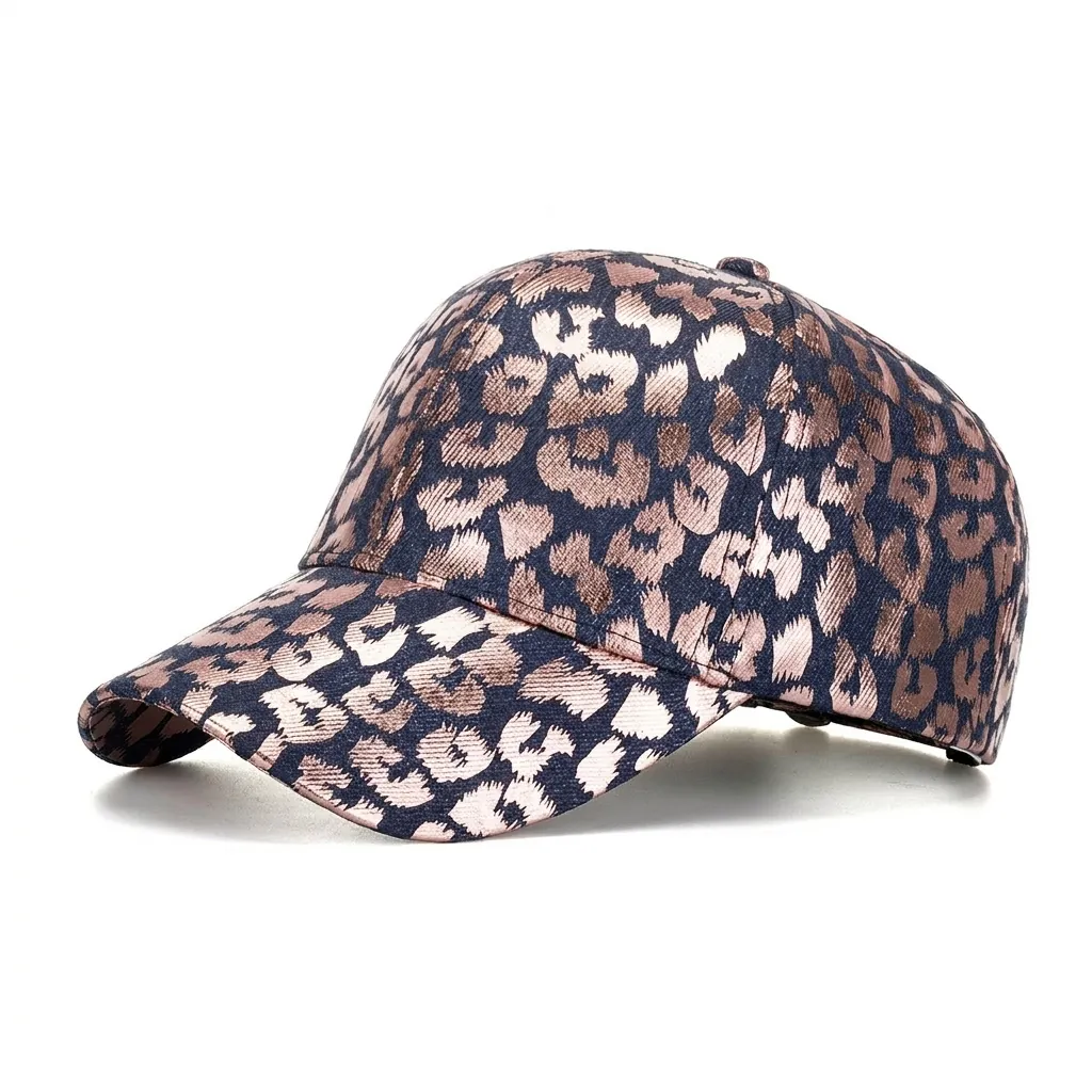 Damen Mode Metallische Leopardenmuster Baseballkappe Polyester Bronzieren Verstellbare Outdoor Streetwear Tier Muster Hut