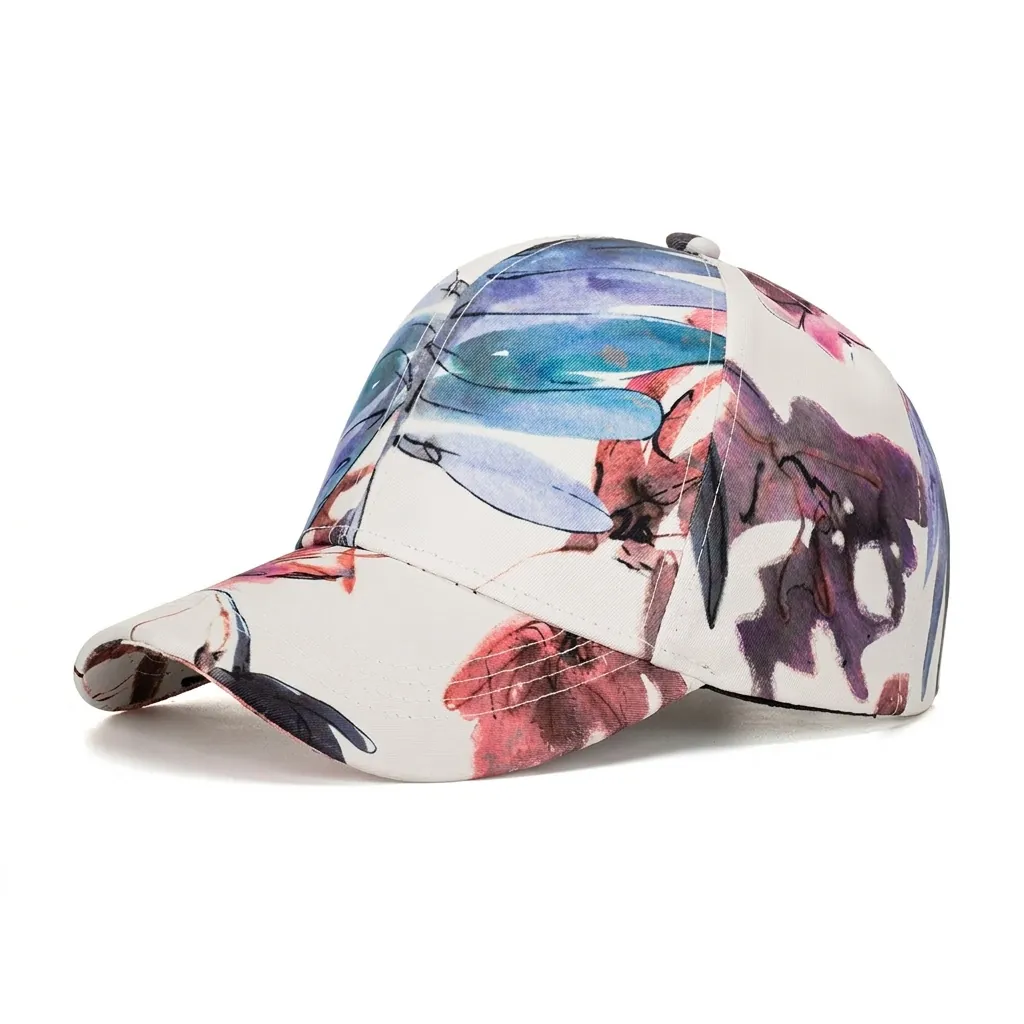 Berretto da Baseball alla Moda Stampa Libellula Floreale Cappello da Sole Esterno Viaggio Regolabile Casual Artistico