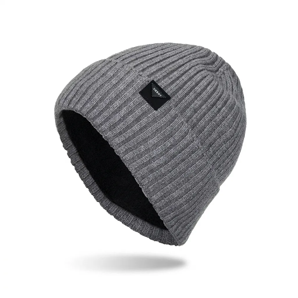 Warm Winter Knit Beanie Hat For Men Women Thick Fleece Lined Ribbed Cuffed Skull Cap Acrylic Soft Elastic Outdoor Winter Hat
