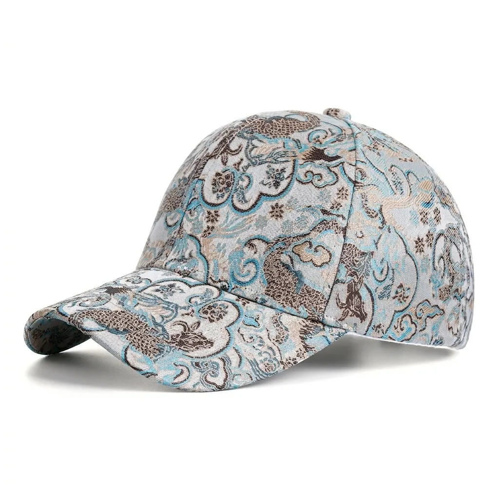 Vintage Ethnic Jacquard Baseball Cap Totem Pattern Polyester Sun Shade Hat Adjustable Metal Buckle Outdoor Fashion Hat