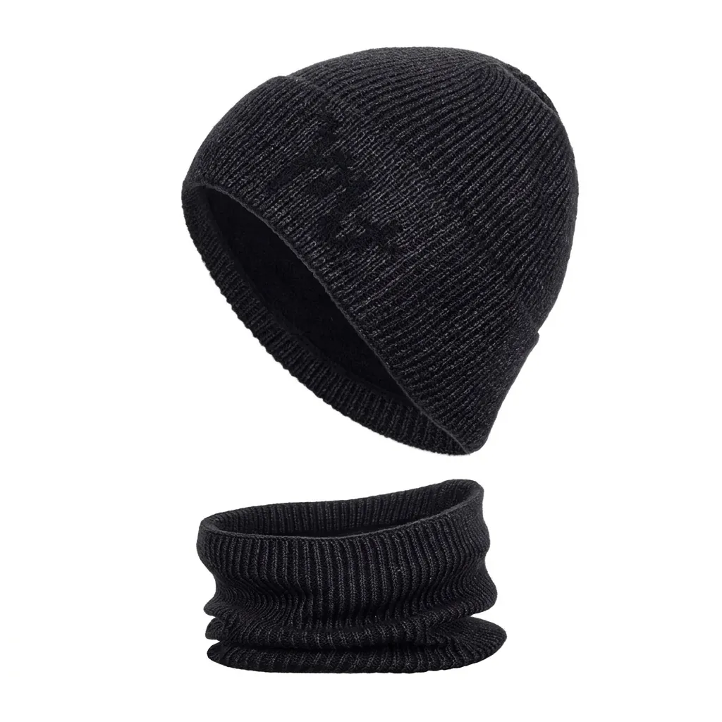 Winter Warm Knitted Hat And Scarf For Men Women Fleece Lined Thickened Jacquard Beanie Hat And Neck Warmer Outdoor Accessory
