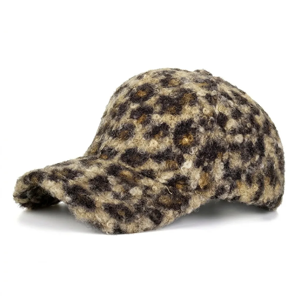 Women's Leopard Print Baseball Cap Thick Warm Autumn Winter Plush Adjustable Peak Cap Fashion Outdoor Faux Fur Hat