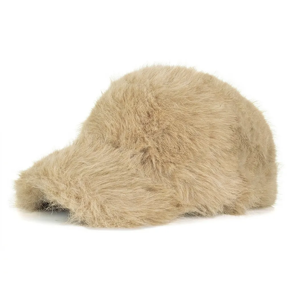 Women Faux Fur Plush Baseball Cap Winter Warm Solid Color Soft Thickened Outdoor Casual Adjustable Fashion Sun Hat