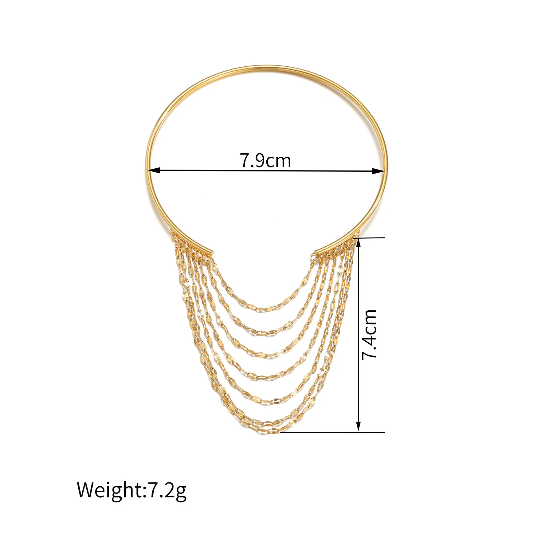 Brazalete de Brazo de Acero Inoxidable Dorado con Cadena de Varias Capas y Borlas para Mujer Joyas de Cuerpo de Lujo