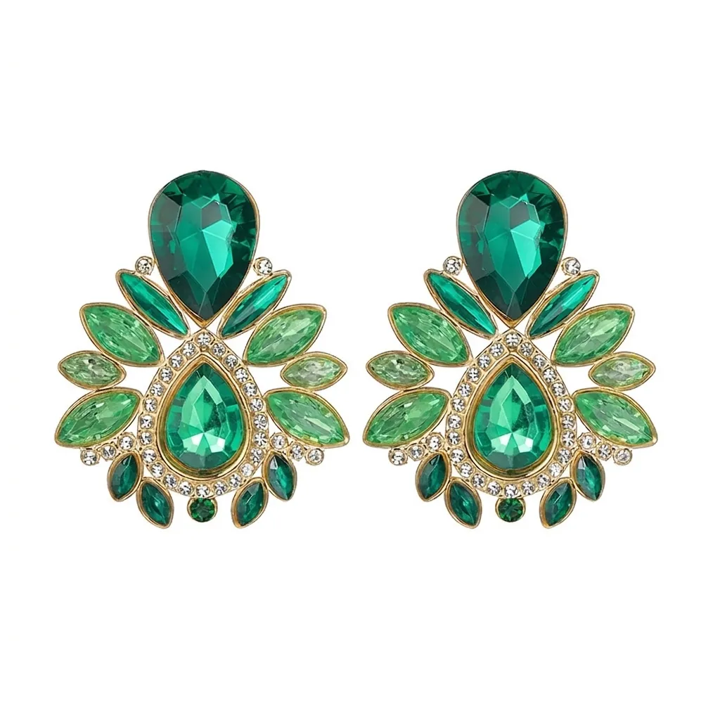 Vintage Waterdrop Radiant Flower Earrings Alloy Crystal Dangle Earrings For Women Elegant Wedding Banquet Jewelry Accessories