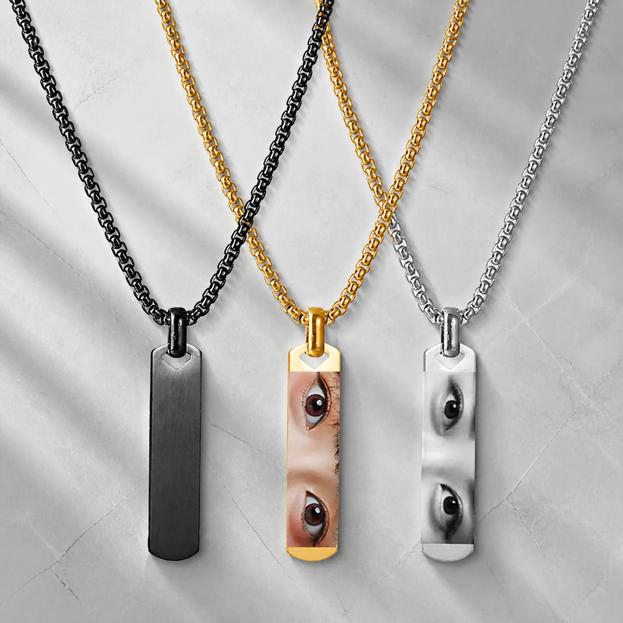 Collana Con Pendente a Barra Rettangolare in Acciaio Inossidabile Minimalista per Uomo Gioielli Geometrici Industriali
