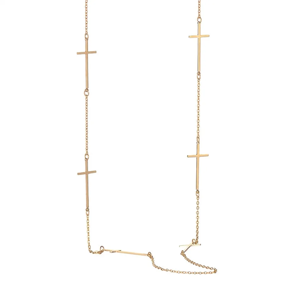 Minimalistische Edelstahl Kreuz Anhänger Halskette Für Damen Vergoldet Mehrere Kreuz Lange Kette Choker Mode Schmuck Geschenk